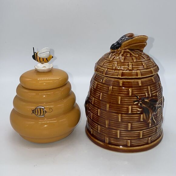 Lot of 2 Honey Pots Ceramic Vintage - Picture 2 of 8
